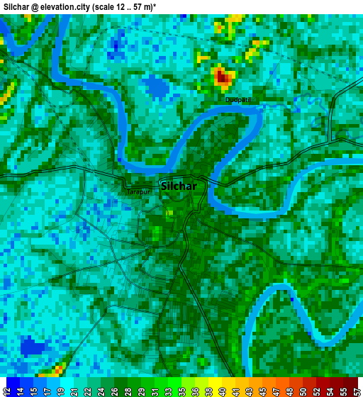 Silchar elevation map