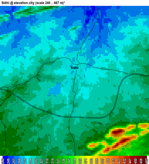 Sidhi elevation map