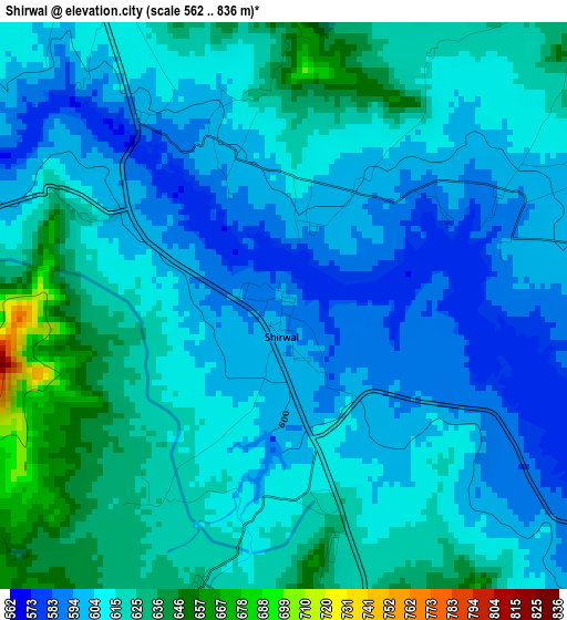 Shirwal elevation map