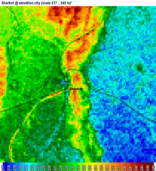 Sherkot elevation map