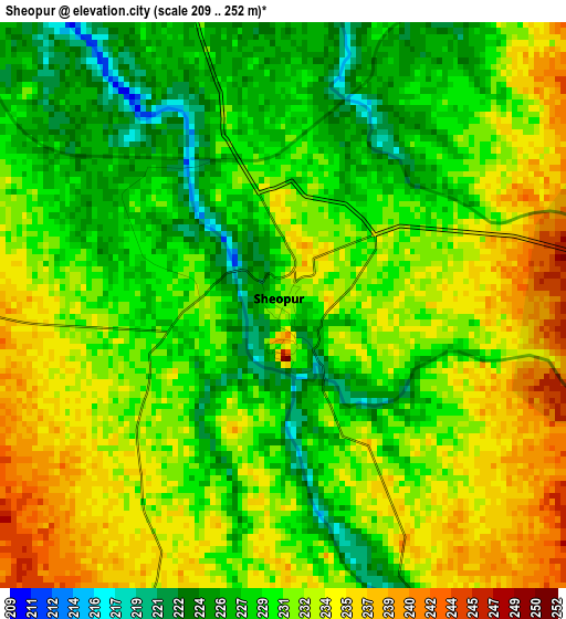 Sheopur elevation map