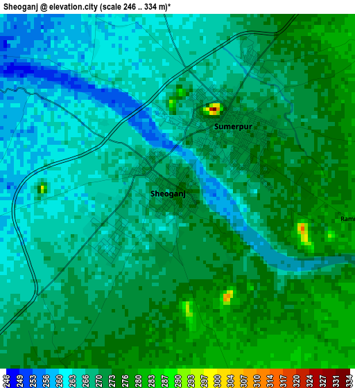 Sheoganj elevation map