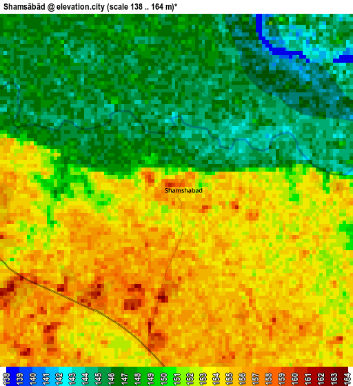 Shamsābād elevation map