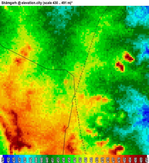 Shāmgarh elevation map