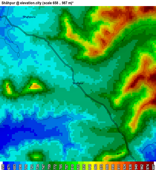 Shāhpur elevation map