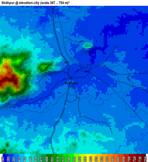 Shāhpur elevation map