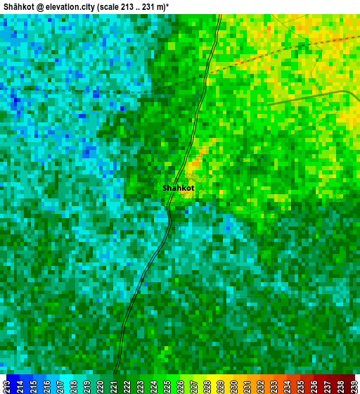 Shāhkot elevation map