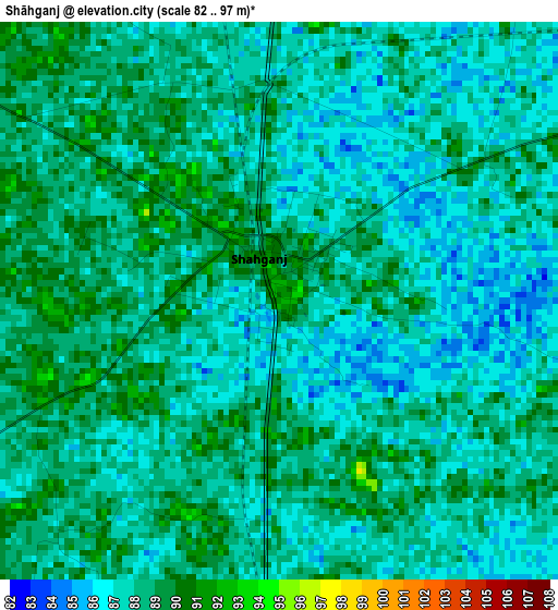 Shāhganj elevation map