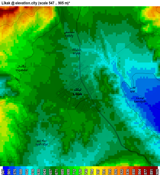 Līkak elevation map