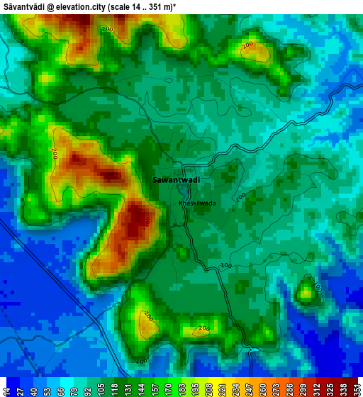 Sāvantvādi elevation map