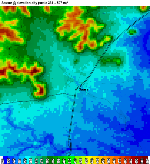 Sausar elevation map