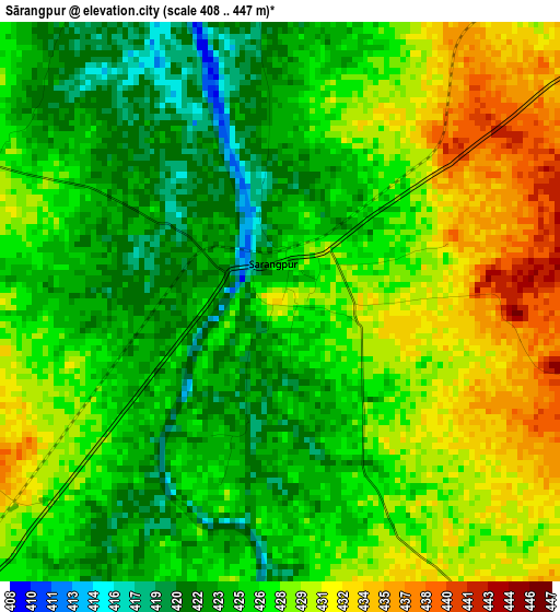 Sārangpur elevation map