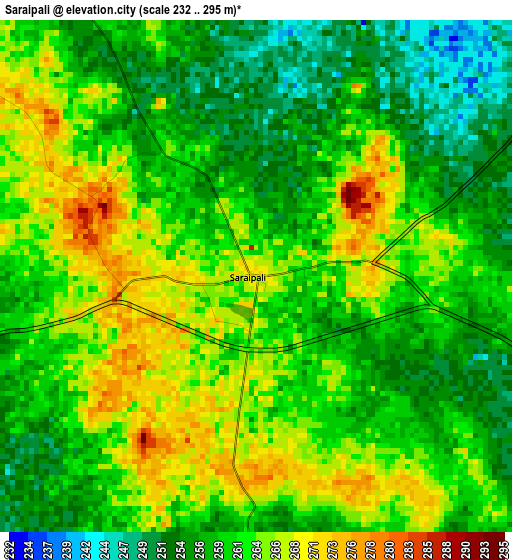 Saraipali elevation map