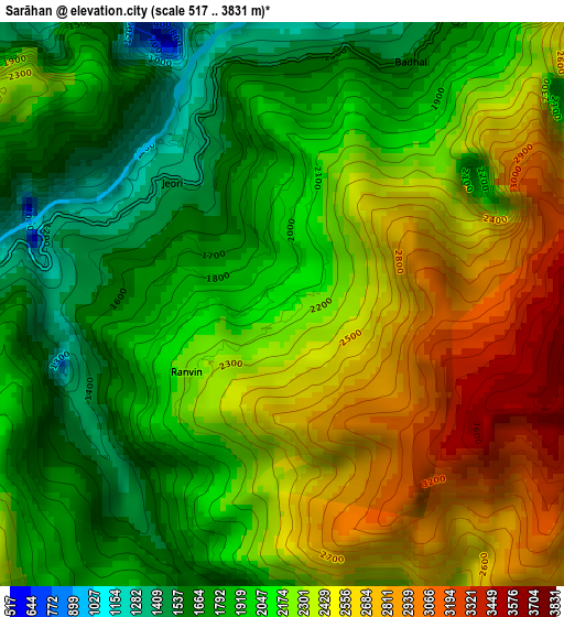 Sarāhan elevation map