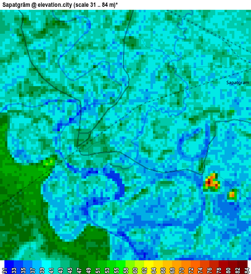 Sapatgrām elevation map