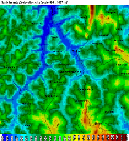Sanivārsante elevation map