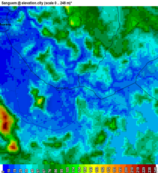 Sanguem elevation map