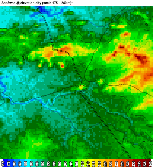 Sanāwad elevation map