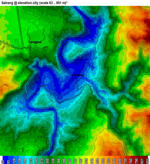 Sairang elevation map