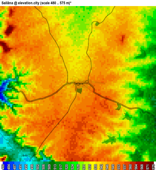 Sailāna elevation map