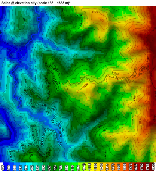 Saiha elevation map