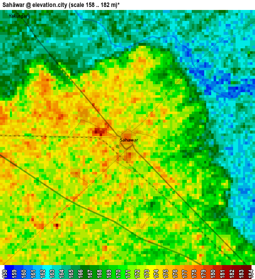 Sahāwar elevation map