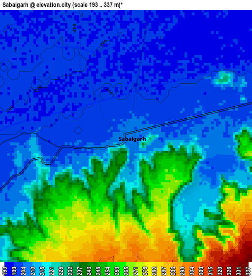 Sabalgarh elevation map