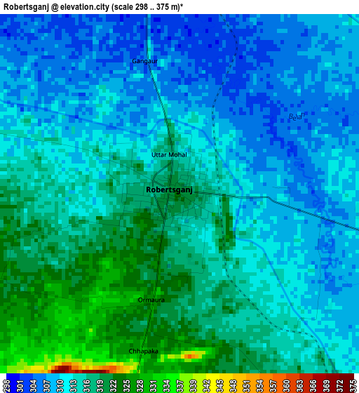 Robertsganj elevation map