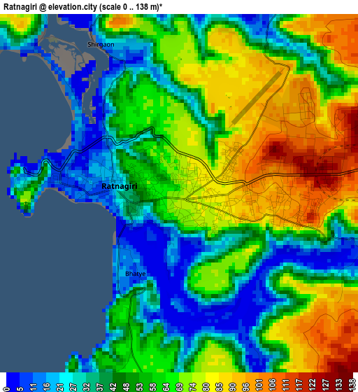 Ratnagiri elevation map