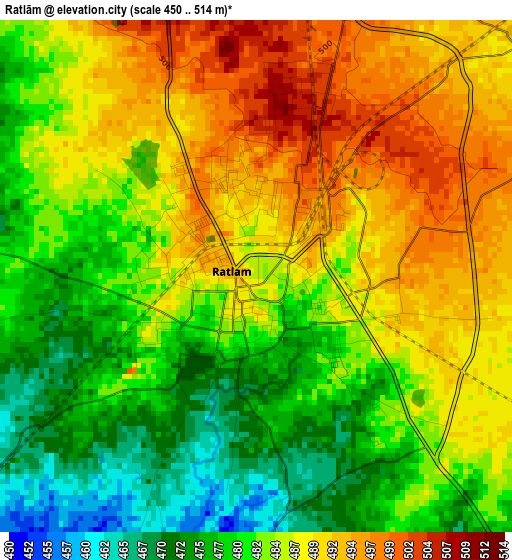 Ratlām elevation map