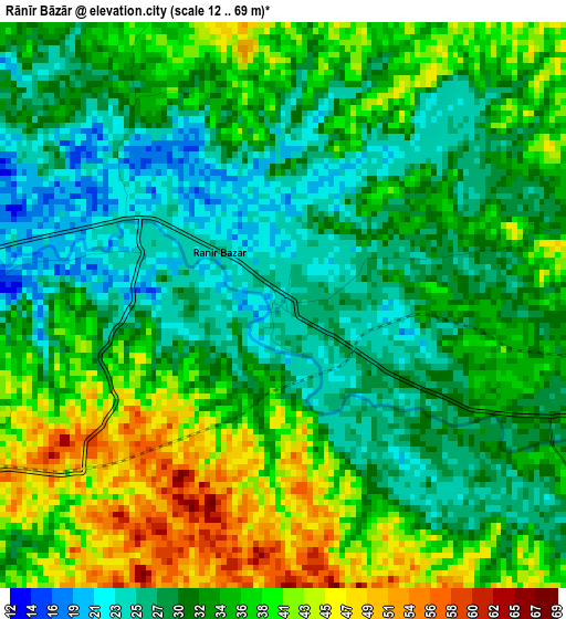 Rānīr Bāzār elevation map