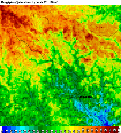 Rangāpāra elevation map