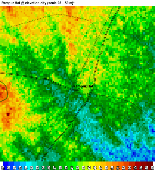 Rampur Hat elevation map