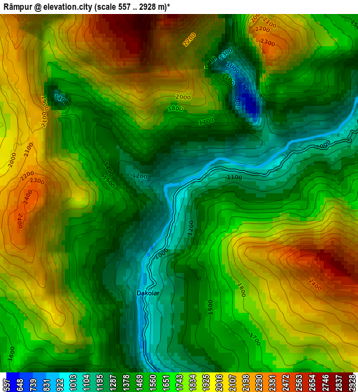 Rāmpur elevation map