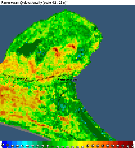 Rameswaram elevation map