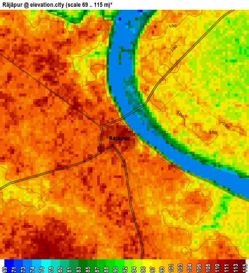 Rājāpur elevation map