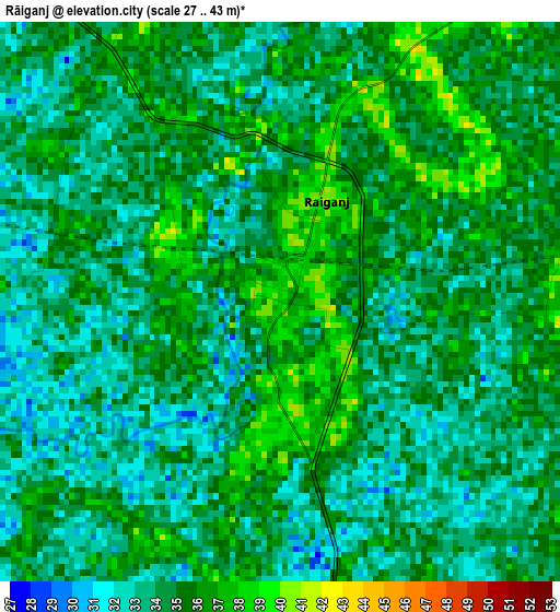 Rāiganj elevation map