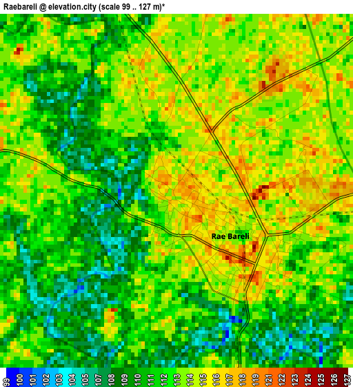 Raebareli elevation map