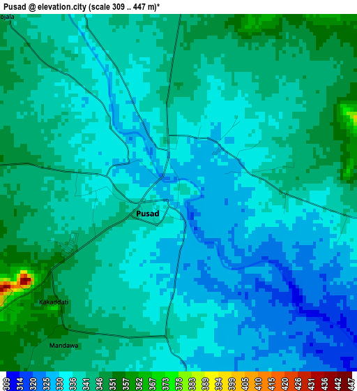 Pusad elevation map