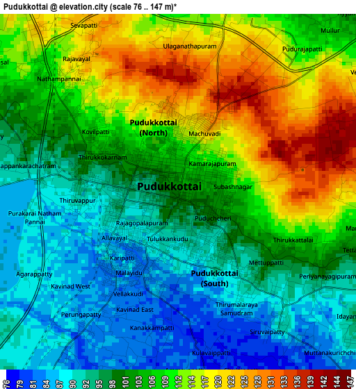 Pudukkottai elevation map