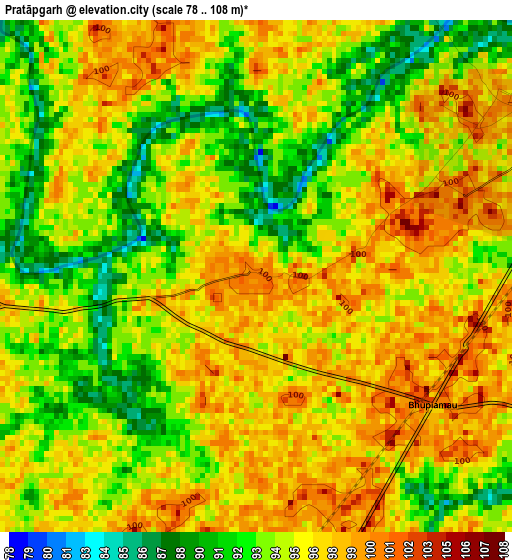 Pratāpgarh elevation map