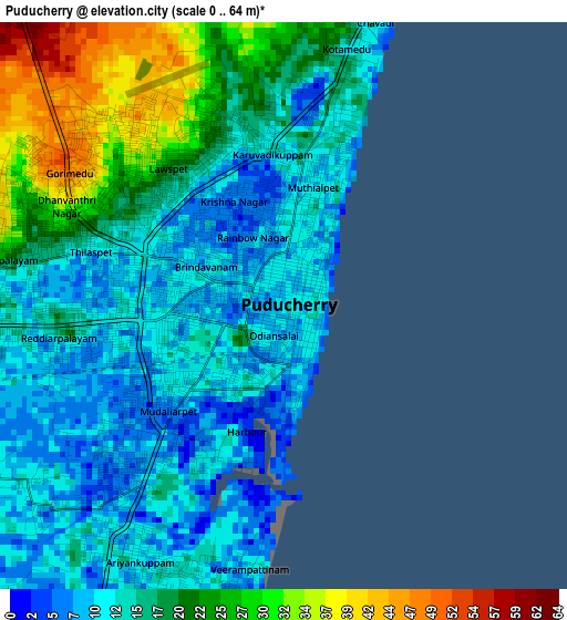 Puducherry elevation map