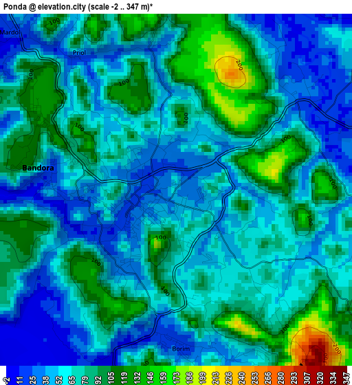 Ponda elevation map