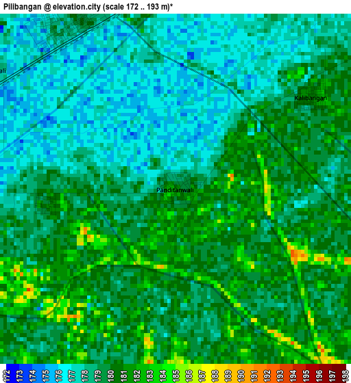 Pilibangan elevation map