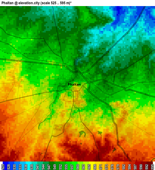 Phaltan elevation map