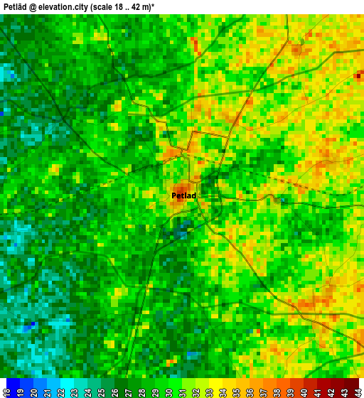 Petlād elevation map
