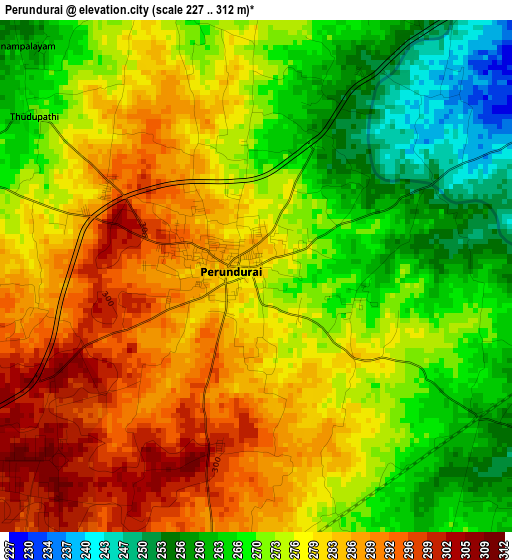 Perundurai elevation map
