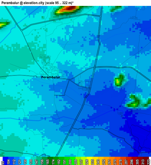 Perambalur elevation map