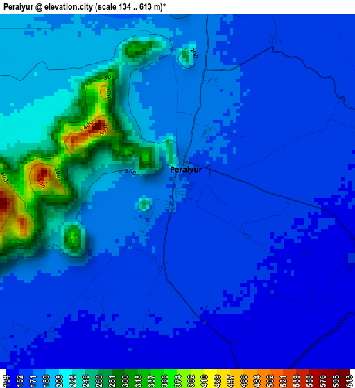 Peraiyur elevation map