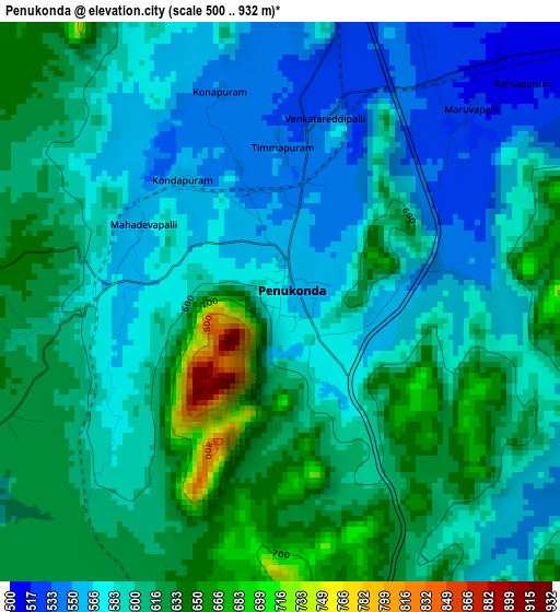 Penukonda elevation map